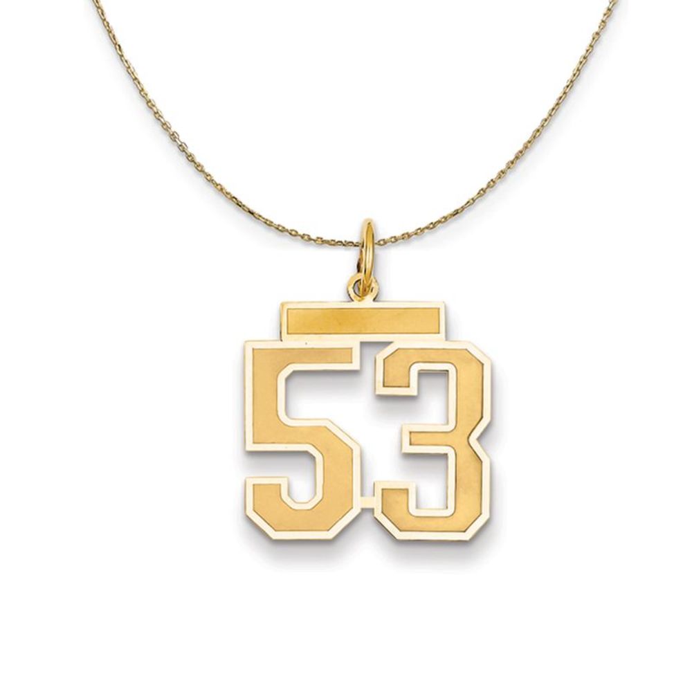 14k Yellow Gold, Jersey, Med Number 53 Necklace - 30 Inch
